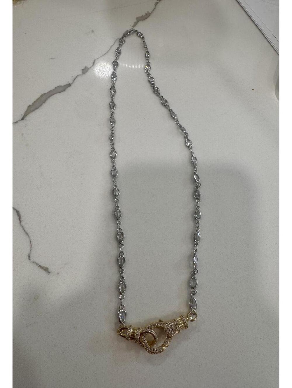 Frieda Rothman Sterling 18 inch Lumi Bezel necklace with gold lobster clasp